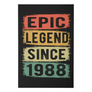 37 Years Old Bday 1988 Epic Legend 37th Birthday Faux Canvas Print