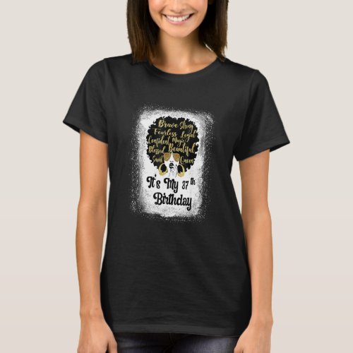 37 Years Old Leopard Melanin Girl Its My Birthday T_Shirt