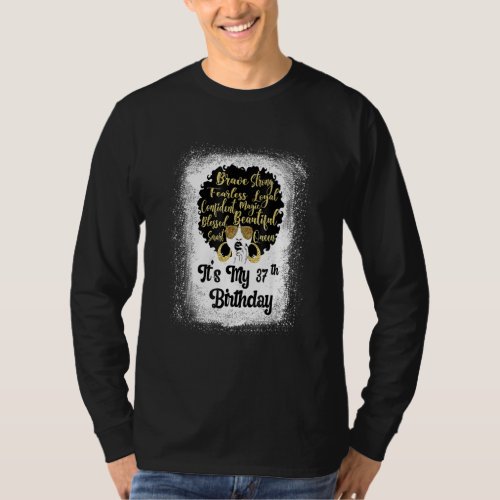 37 Years Old Leopard Melanin Girl Its My Birthday T_Shirt