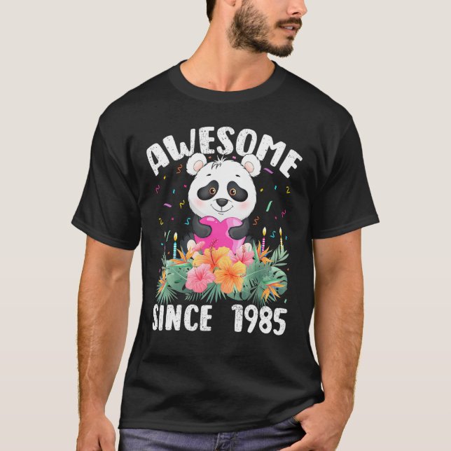 37 Years Old Panda Lover Awesome Since 1985 37th B T-Shirt (Front)