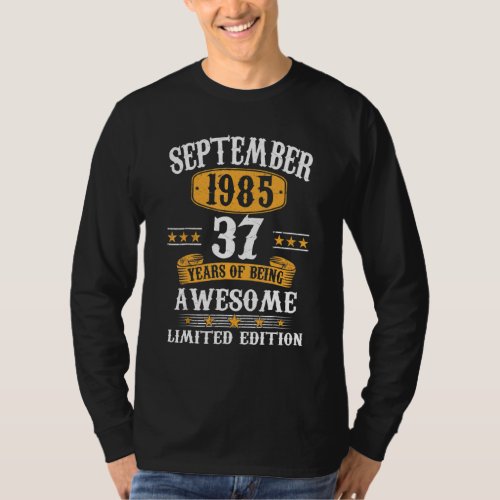 37 Years Old  Vintage September 1985 37th Birthday T_Shirt