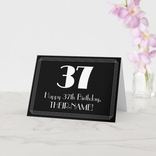 37th Birthday  Art Deco Inspired Look 37 Name Card