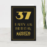 [ Thumbnail: 37th Birthday ~ Art Deco Inspired Look "37" & Name Card ]