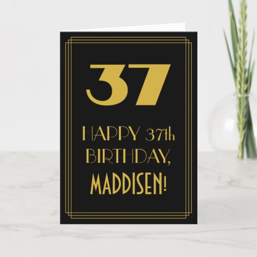 37th Birthday  Art Deco Inspired Look 37  Name Card