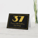 [ Thumbnail: 37th Birthday: Art Deco Inspired Look "37" & Name Card ]