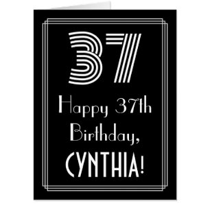 37th Birthday — Art Deco Inspired Look “37” + Name Card