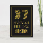 [ Thumbnail: 37th Birthday: Art Deco Inspired Look "37" & Name Card ]
