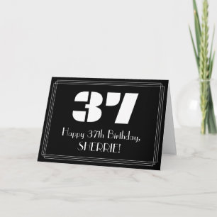 37th Birthday: Art Deco Inspired Look "37" & Name Card