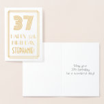 [ Thumbnail: 37th Birthday - Art Deco Inspired Look "37" & Name Foil Card ]