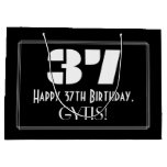 [ Thumbnail: 37th Birthday ~ Art Deco Inspired Look "37" + Name Gift Bag ]