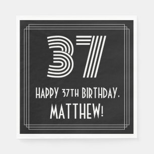 37th Birthday: Art Deco Inspired Look "37" + Name Napkins