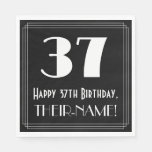 [ Thumbnail: 37th Birthday ~ Art Deco Inspired Look "37", Name Napkins ]