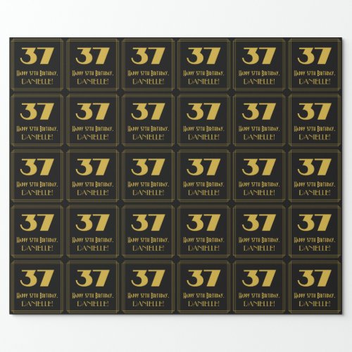 37th Birthday  Art Deco Inspired Look 37  Name Wrapping Paper