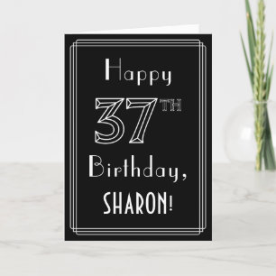 37th Birthday: Art Deco Style # 37 & Custom Name Card