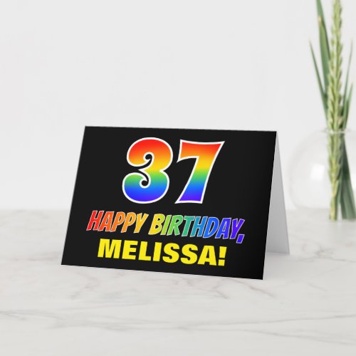 37th Birthday Bold Fun Simple Rainbow 37 Card