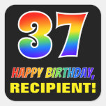 [ Thumbnail: 37th Birthday: Bold, Fun, Simple, Rainbow 37 Sticker ]