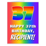 [ Thumbnail: 37th Birthday: Colorful, Fun Rainbow Pattern # 37 Card ]