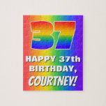 [ Thumbnail: 37th Birthday: Colorful, Fun Rainbow Pattern # 37 Jigsaw Puzzle ]