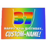 [ Thumbnail: 37th Birthday: Colorful, Fun Rainbow Pattern # 37 Gift Bag ]