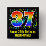 [ Thumbnail: 37th Birthday: Colorful Music Symbols, Rainbow 37 Button ]