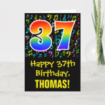 [ Thumbnail: 37th Birthday: Colorful Music Symbols + Rainbow 37 Card ]
