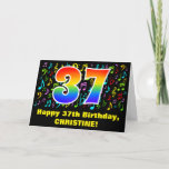 [ Thumbnail: 37th Birthday: Colorful Music Symbols & Rainbow 37 Card ]