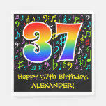 [ Thumbnail: 37th Birthday - Colorful Music Symbols, Rainbow 37 Napkins ]
