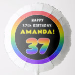 [ Thumbnail: 37th Birthday: Colorful Rainbow # 37, Custom Name Balloon ]