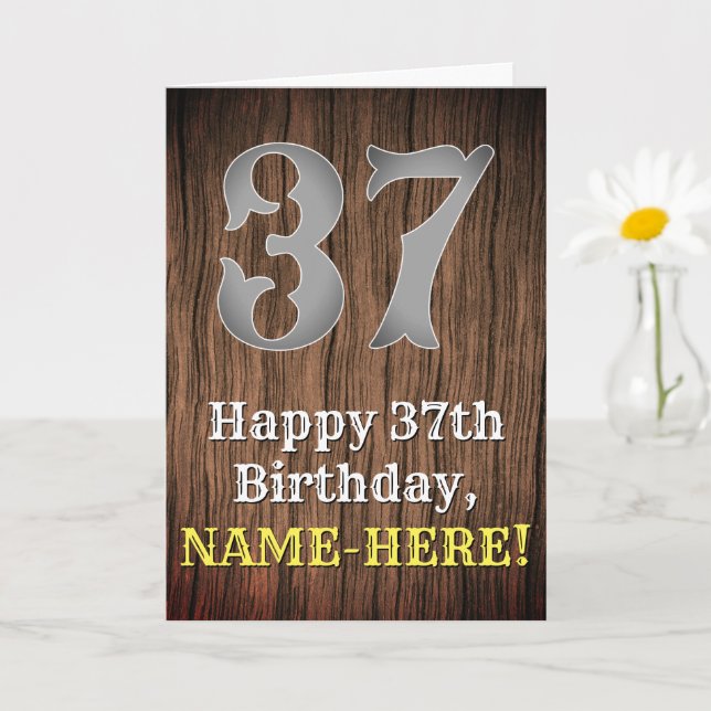 37th Birthday: Country Western Inspired Look, Name Card (Small Plant)