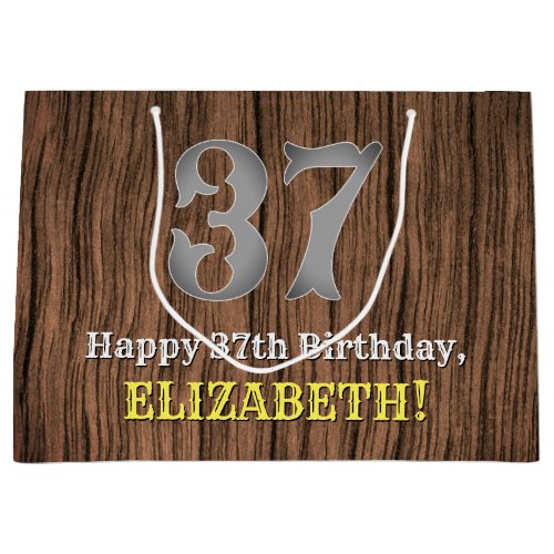 37th Birthday Country Western Inspired Look Name Large Gift Bag