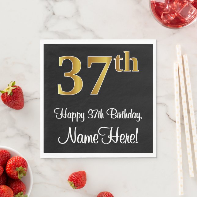 37th Birthday ~ Elegant Luxurious Faux Gold Look # Napkins (Insitu)