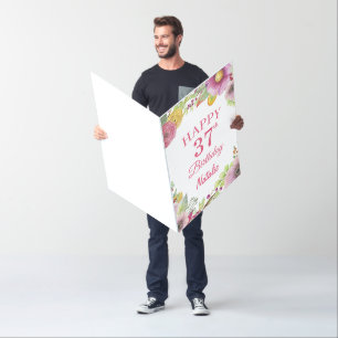 37th Birthday Floral Flowers Extra Large Jumbo Car Card