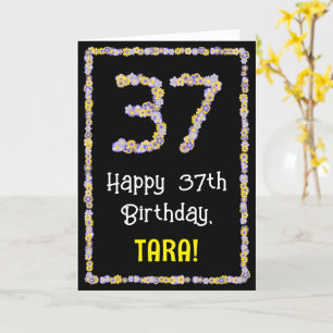 37th Birthday: Floral Flowers Number, Custom Name Card