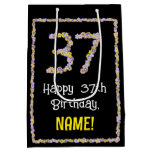 [ Thumbnail: 37th Birthday: Floral Flowers Number, Custom Name Gift Bag ]