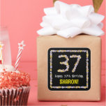 [ Thumbnail: 37th Birthday: Floral Flowers Number, Custom Name Sticker ]
