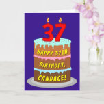 [ Thumbnail: 37th Birthday: Fun Cake and Candles + Custom Name Card ]