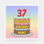 [ Thumbnail: 37th Birthday: Fun Cake and Candles + Custom Name Napkins ]