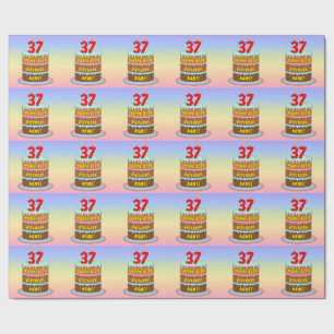 37th Birthday: Fun Cake and Candles + Custom Name Wrapping Paper