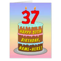 Happy 37th birthday with chocolate cream cake Vector Image