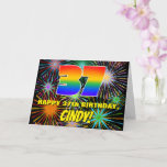 [ Thumbnail: 37th Birthday: Fun, Colorful Celebratory Fireworks Card ]
