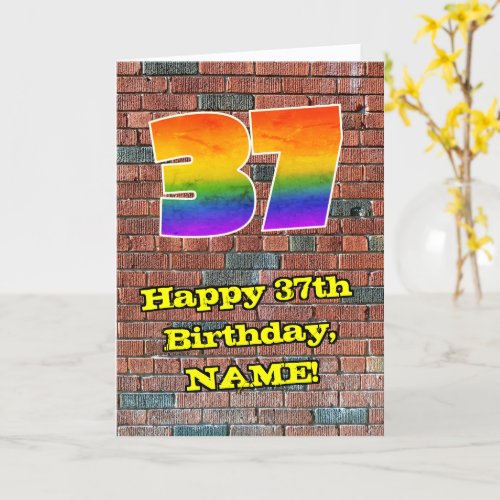 37th Birthday Fun Graffiti_Inspired Rainbow 37 Card