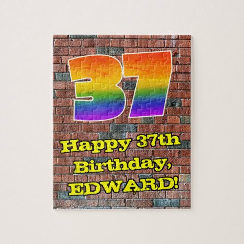 37th Birthday Fun Graffiti_Inspired Rainbow 37 Jigsaw Puzzle