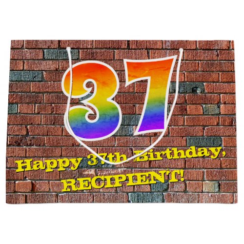 37th Birthday Fun Graffiti_Inspired Rainbow  37 Large Gift Bag