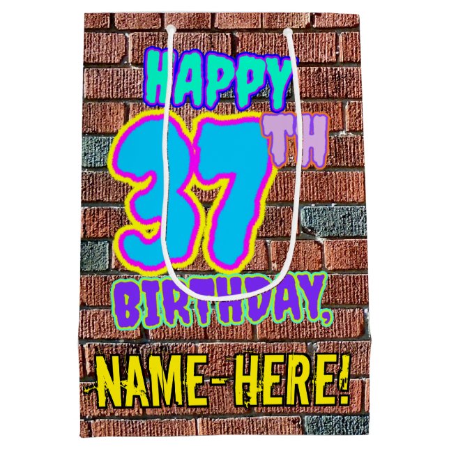 37th Birthday: Fun, Urban Graffiti Inspired Look Medium Gift Bag (Back)