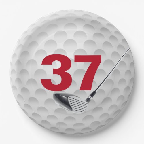 37th Birthday Golf Ball Design Paper Plate