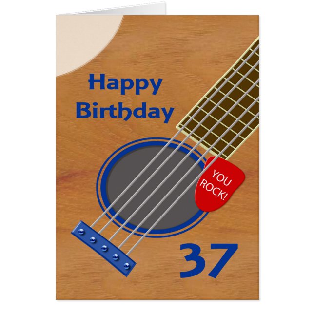37th Birthday Guitar Player Birthday Cards (Front)