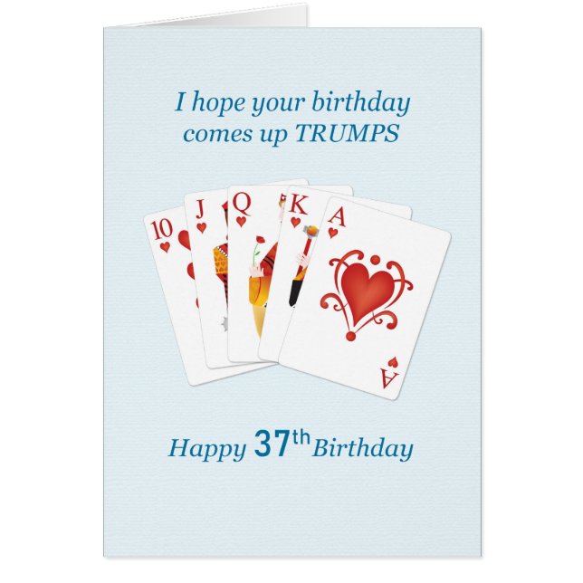 37th Birthday, Hearts Full House Cards (Front)