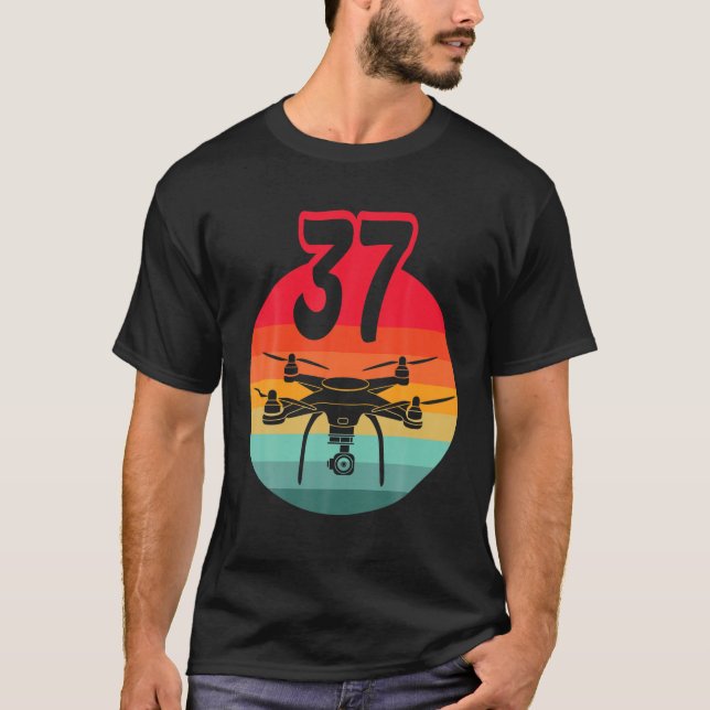 37Th Birthday I Retro Remote Control Drones With C T-Shirt (Front)