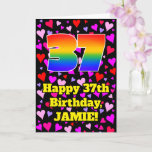 [ Thumbnail: 37th Birthday: Loving Hearts Pattern, Rainbow # 37 Card ]
