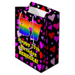 [ Thumbnail: 37th Birthday: Loving Hearts Pattern, Rainbow # 37 Gift Bag ]